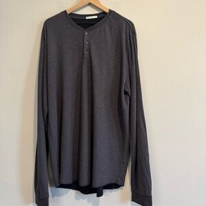 Marine Layer Henley Shirt  Charcoal Gray Long Sleeve XL